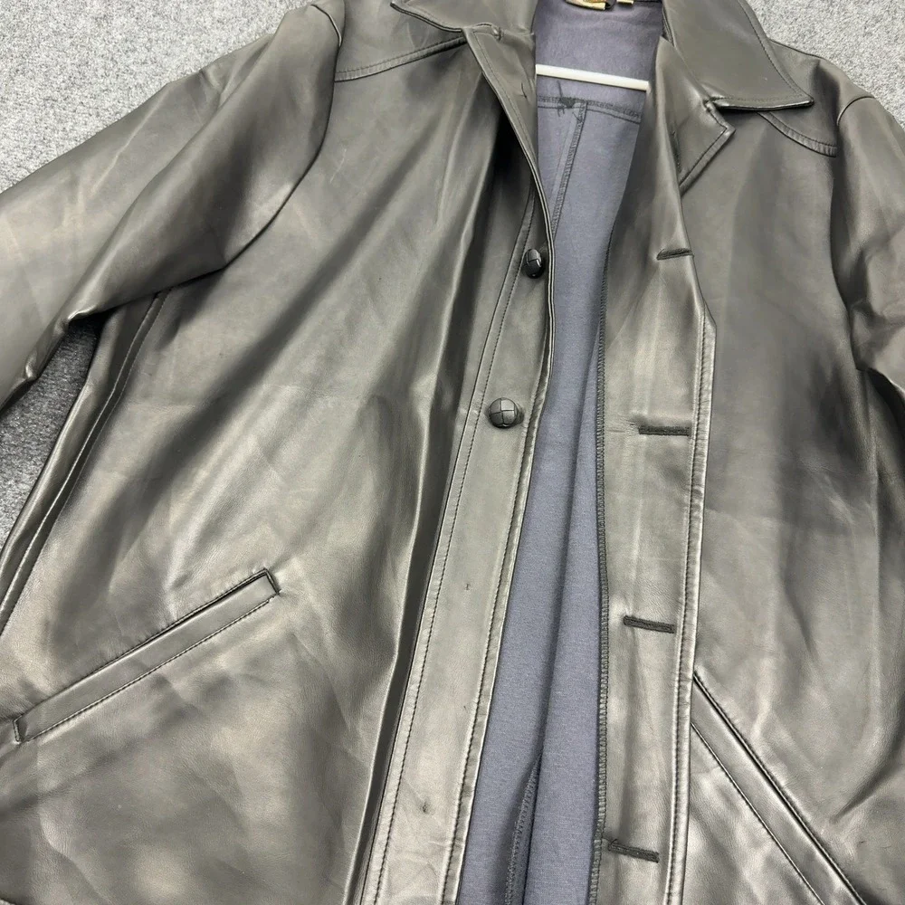 Vintage Fink Classics Jacket Mens M Black Faux Leather Button Up Retro 70s Style